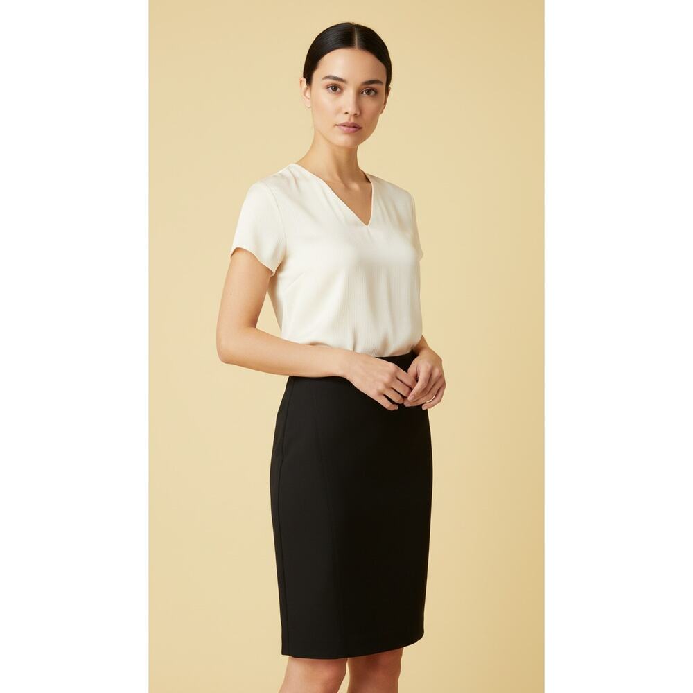 LOFT Skirt Womens‎ Size 8 Black Straight Pencil Knee Back Zip Center Slit